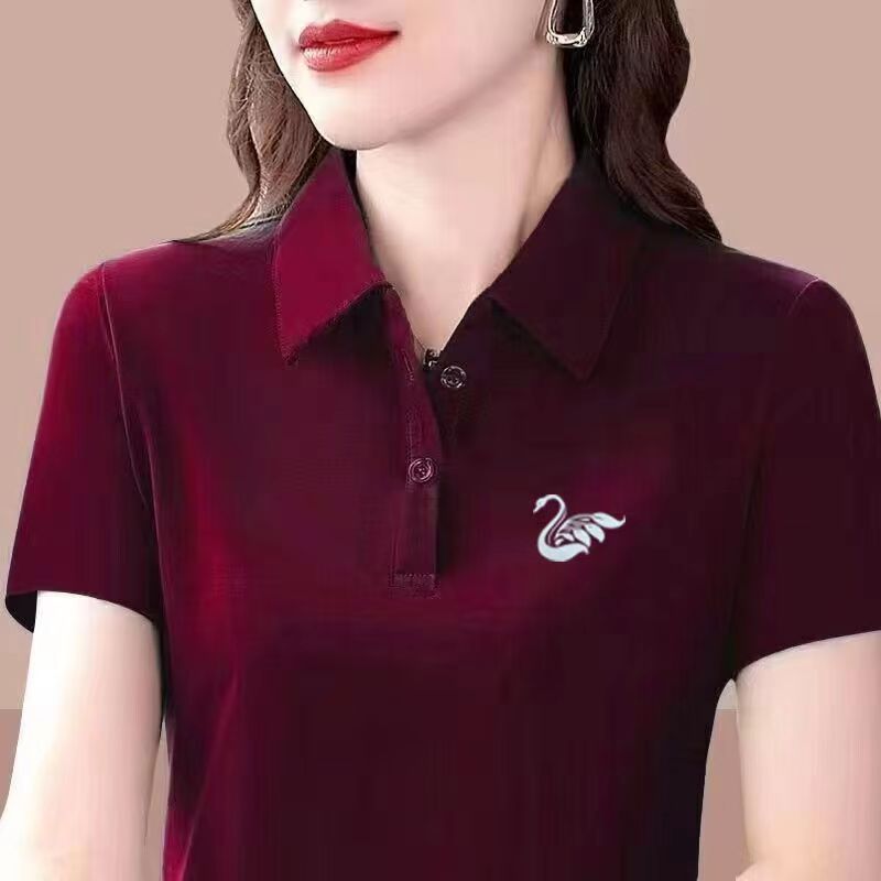 ราคาต่ำสุด  ล่าสุด  รูปแบบหงส์ขาว  แขนสั้น  เสื้อโปโล  11สี  M~5XL