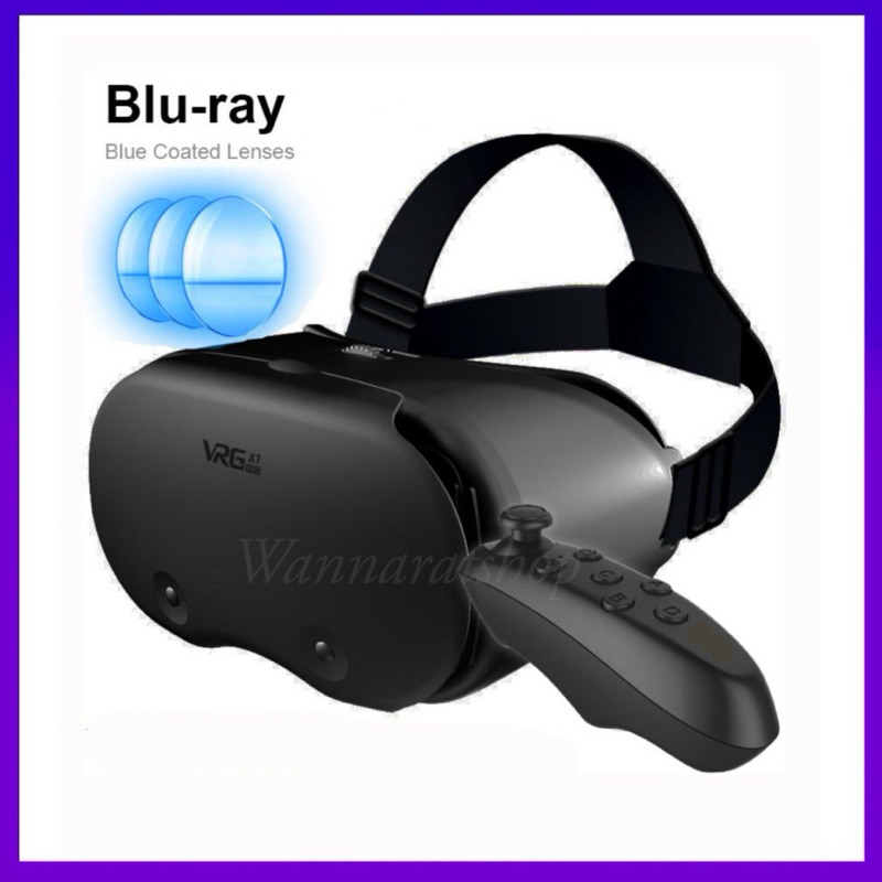 VRG Pro X7แว่น VR หมวกกันน็อคเสมือนจริงปกป้องดวงตาสีฟ้าใช้ได้กับโทรศัพท์อัจฉริยะ5-7นิ้ว