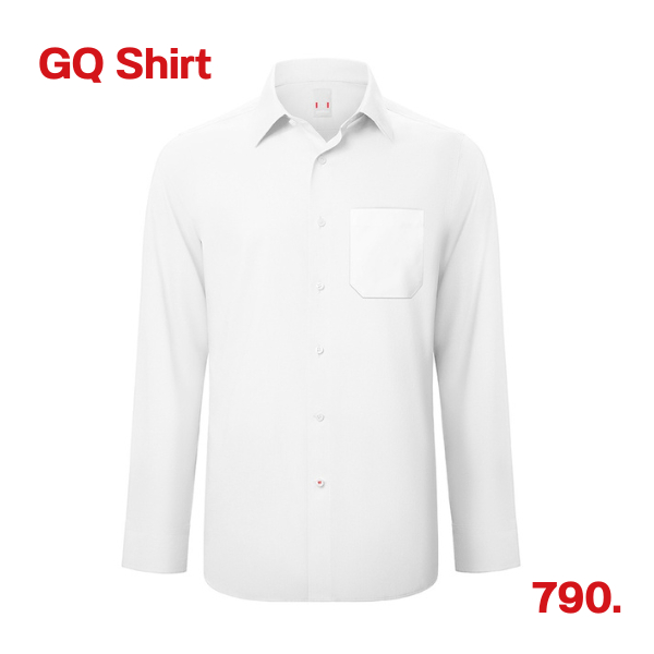 GQ White Shirt เสื้อเชิ้ตสีขาวแขนยาว รุ่นมีกระเป๋า