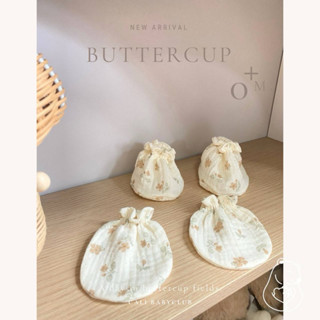 Cali ถุงมือถุงเท้า เด็กอ่อนผ้ามัสลินทอ *Buttercup💐 *ป้าย Cal…