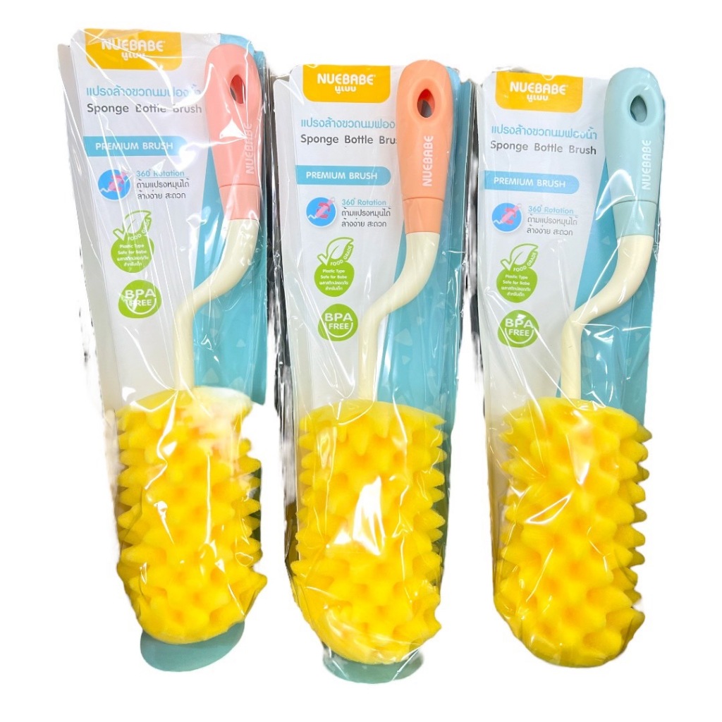 Nuebabe แปรงล้างขวดนม ฟองน้ำ Sponge Bottle Brush รุ่น BC0007 (สินค้าคละสี)