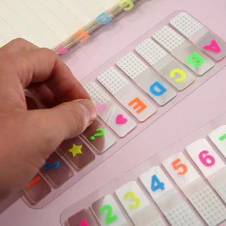 Sticky Note Sticker Index แบบพลาสติก ตัวเลข 0-9 มีลวดลาย มีกาวด้านหลัง