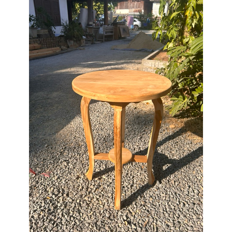 โต๊ะกาแฟกลม 4ขาโก่ง งานดิบ ขัดเนียน ขนาด50*50สูง70cm. โต๊ะอเนกประสงค์