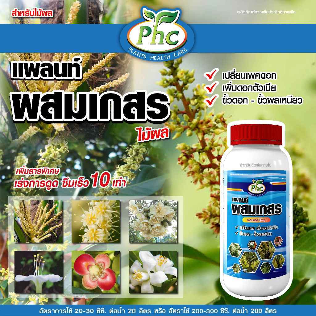ผสมเกสร ติดผลดก ขั้วเหนียว แพลนท์ ผสมเกสรดอก ผสมเทียม แปลงเพศดอก เพิ่มดอกตัวเมีย (สูตรไม้ผล) ขนาด 500 ซีซี และ 1 ลิตร