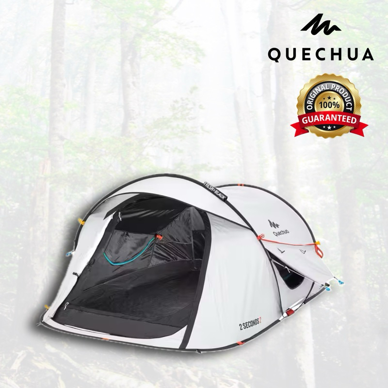 เต็นท์นอนสำหรับ 2 คน รุ่น 2 SECONDS 2 FRESH&BLACK (สีขาว) QUECHUA