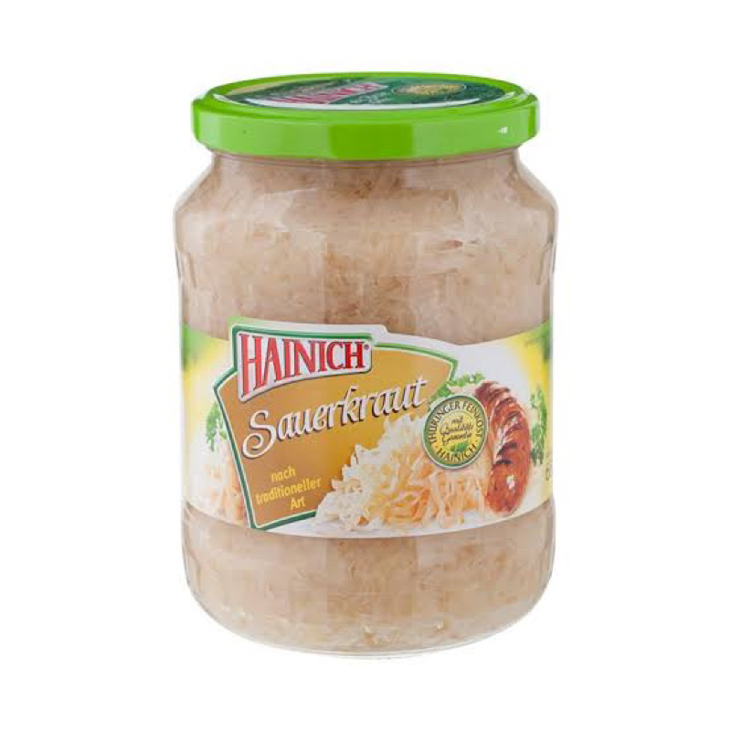 Hainich sauerkraut 650 gm. ขวดแก้ว กะหล่ำปลีหั่นฝอย ดอง นำเข้าจากเยอรมัน fl