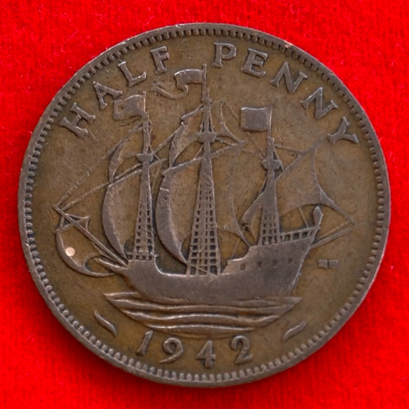 🇬🇧 เหรียญอังกฤษ United Kingdom ½ penny ปี 1942 เหรียญ​ต่างประเทศ