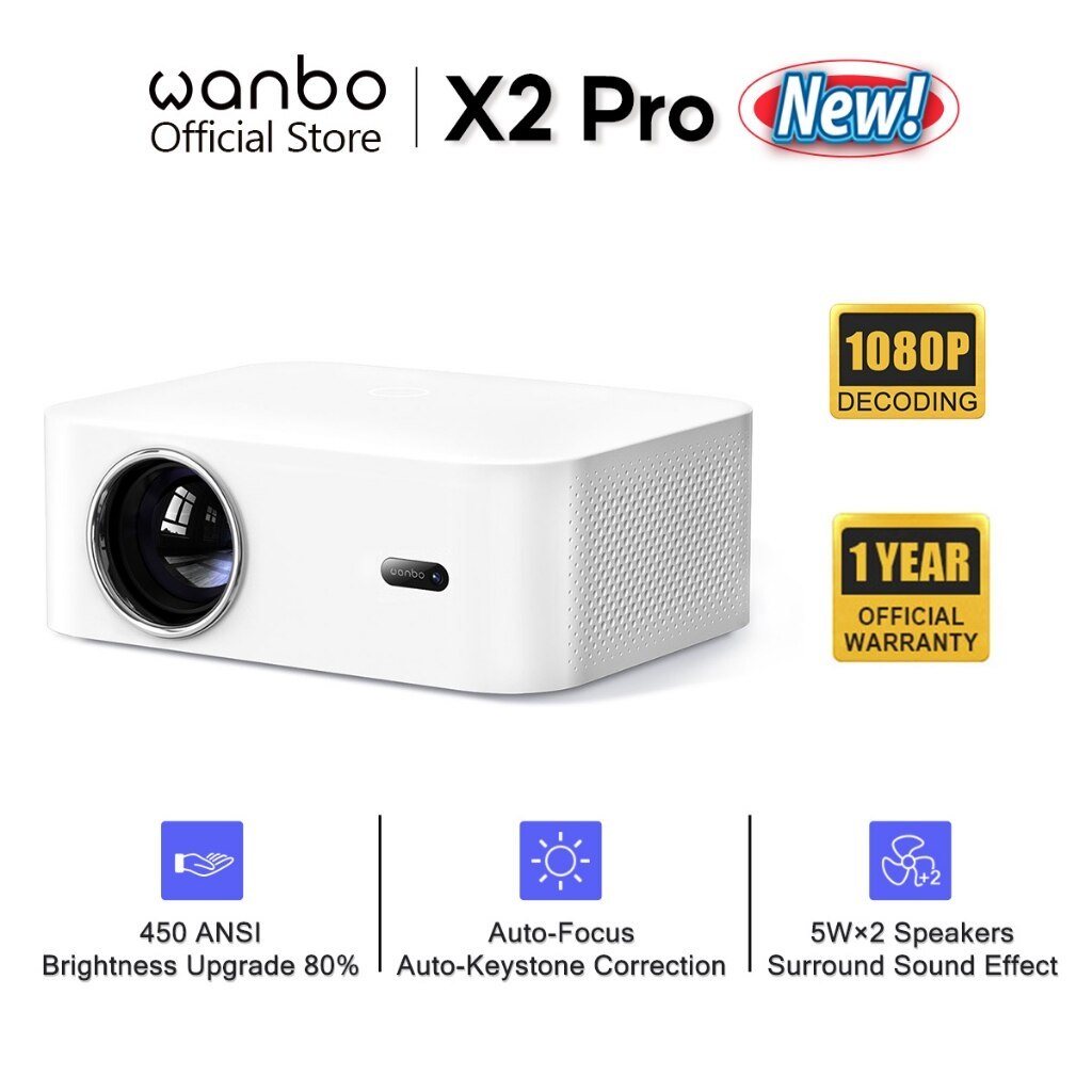 Wanbo X2 Pro support 1080P HD Projector โปรเจคเตอร์ มินิโปรเจคเตอร์ คุณภาพระดับ Android 9.0