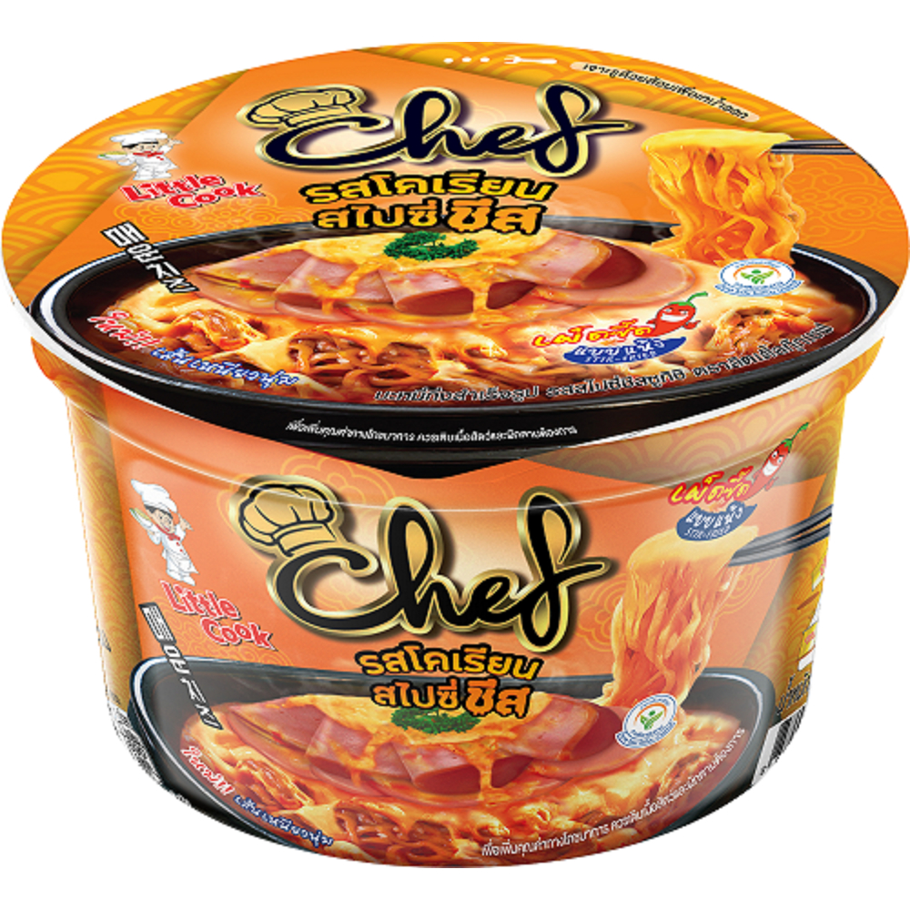 ลิตเติ้ลกุ๊กเชฟ บะหมี่กึ่งสำเร็จรูป รสสไปซี่ชีส  ขนาด 78g/ Spicy Cheese  /小廚師即食麵/主廚聯名系列/香辣芝士壽喜醬口味