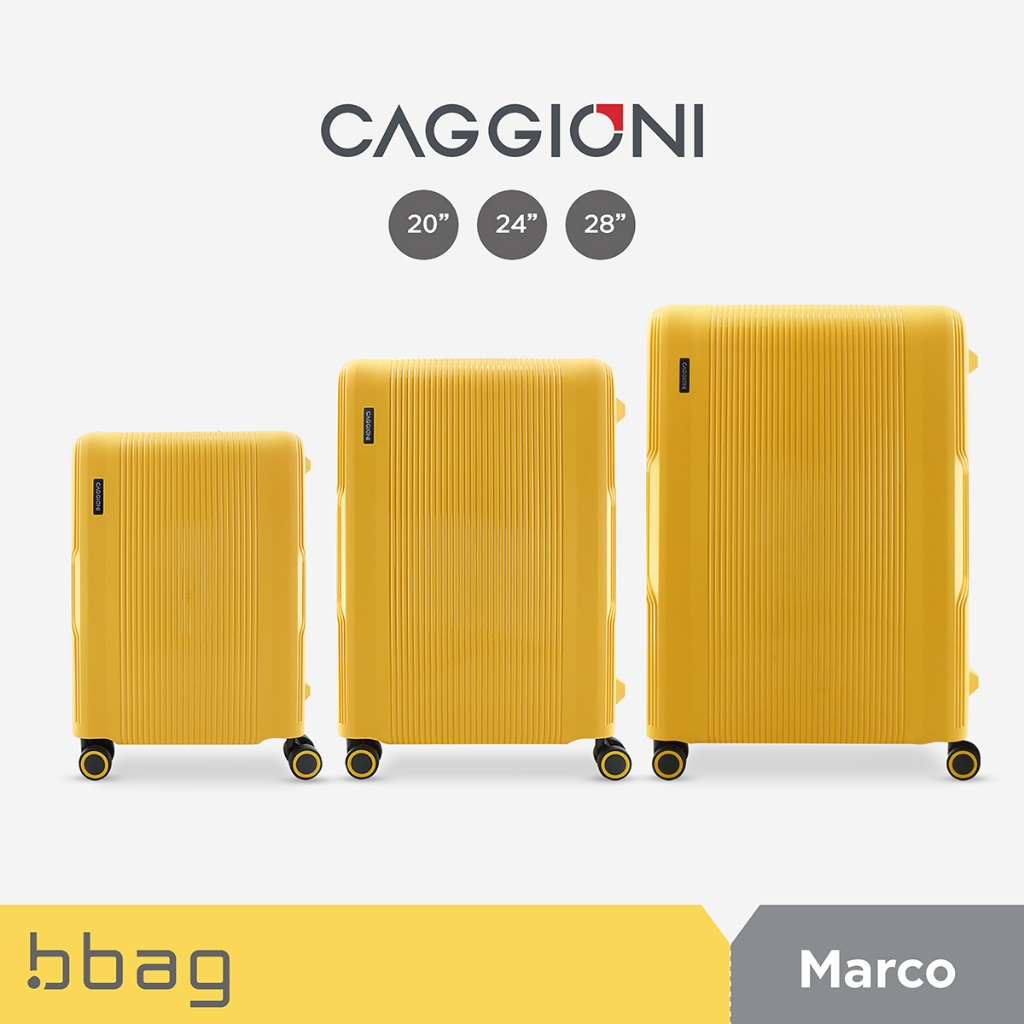 CAGGIONI กระเป๋าเดินทางล้อลาก แบบโครง รุ่นมาโคร  รุ่น Macro (C22011) วัสดุ PP ล็อก 3 จุด ล้อคู่ TSA [สีเขียว]