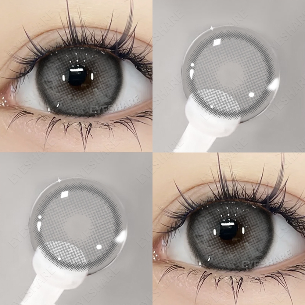 {COD}-LEMON คอนแทคเลนส์สีเทา 1 คู่ 14.0 มม. คอนแทคเลนส์ตาโตธรรมชาติ 1 คู่สำหรับใช้รายปีเลนส์นุ่มขนาด