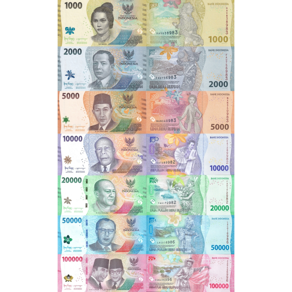 Indonesia 1000-100000 Rupiah 2022 2023 P 162-168 UNC Set 7 pcs.