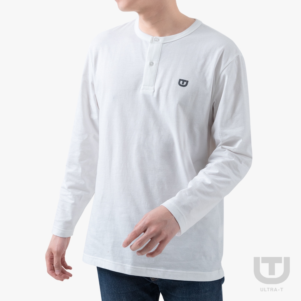 DOSH-UT MEN'S LONG SLEEVE T-SHIRTS เสื้อยืด คอกระดุม แขนยาว M-2XL UTMT5008-OW