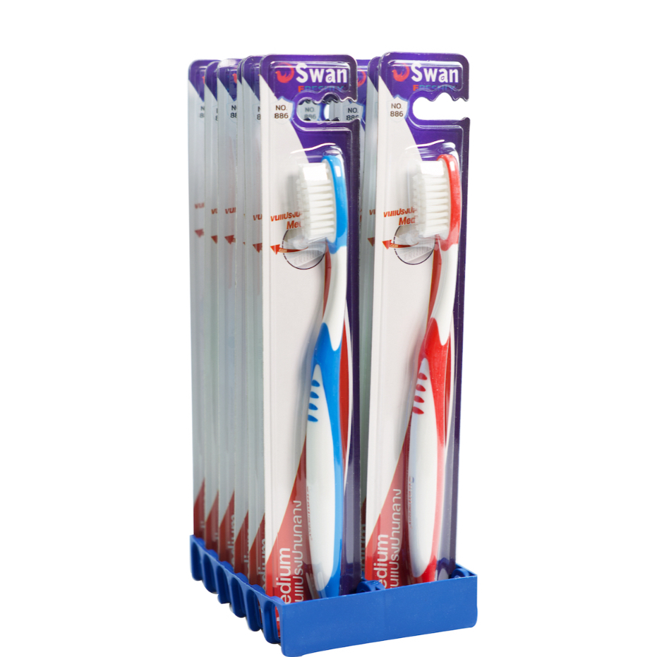 แปรงสีฟัน Swan Freshly 886 แพ็ค 12 ด้าม ขนแปรงแข็ง | Swan Freshly Medium-Hard Bristles Toothbrush | Pack of 12