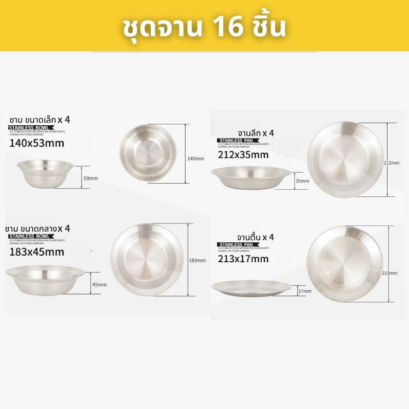 ชุดจานสแตนเลส 17 ชิ้น และ 22 ชิ้น   พร้อมกระเป๋าจัดเก็บ ชุดจานแคมป์ปิ้ง ราคา ถูกที่สุด ดีลบีเคเค แกลเลอรีภาพที่ 4