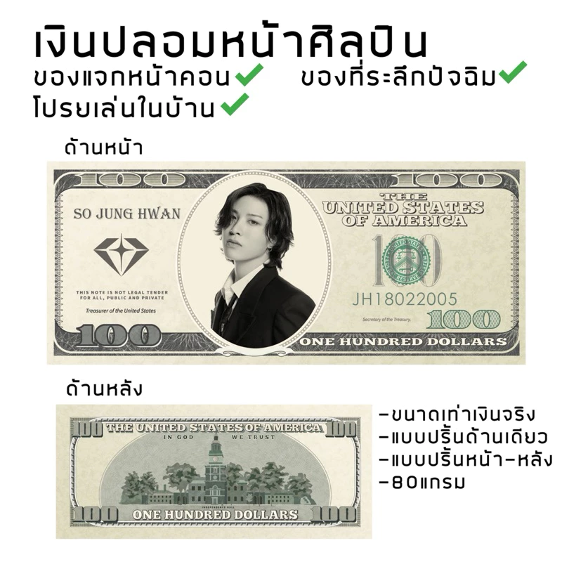สินค้า giveaway เงินปลอมหน้าศิลปิน แบงค์ปลอมหน้าตัวเอง ตั๋วหนัง ล็อตเตอรี่ เปลี่ยนรูปได้ สั่งทำไปแจกหน้าคอน แจกเพื่อน