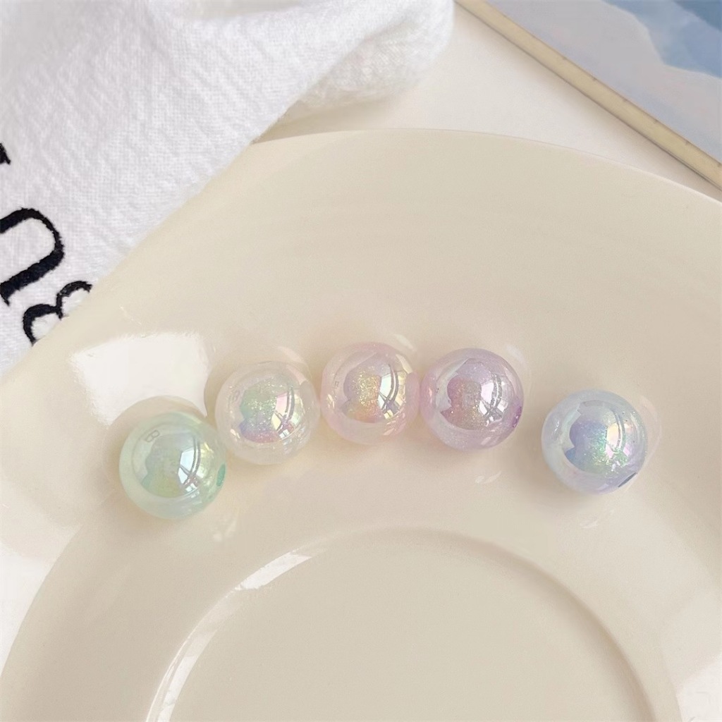 ลูกปัด กาแลคซี่ อะคริลิค เคลือบรุ้ง 16mm ลูกปัดมีรู คลือบรุ้ง UV สำหรับงาน DIY อุปกรณ์เสริมงานฝีมือ ทำกำไล