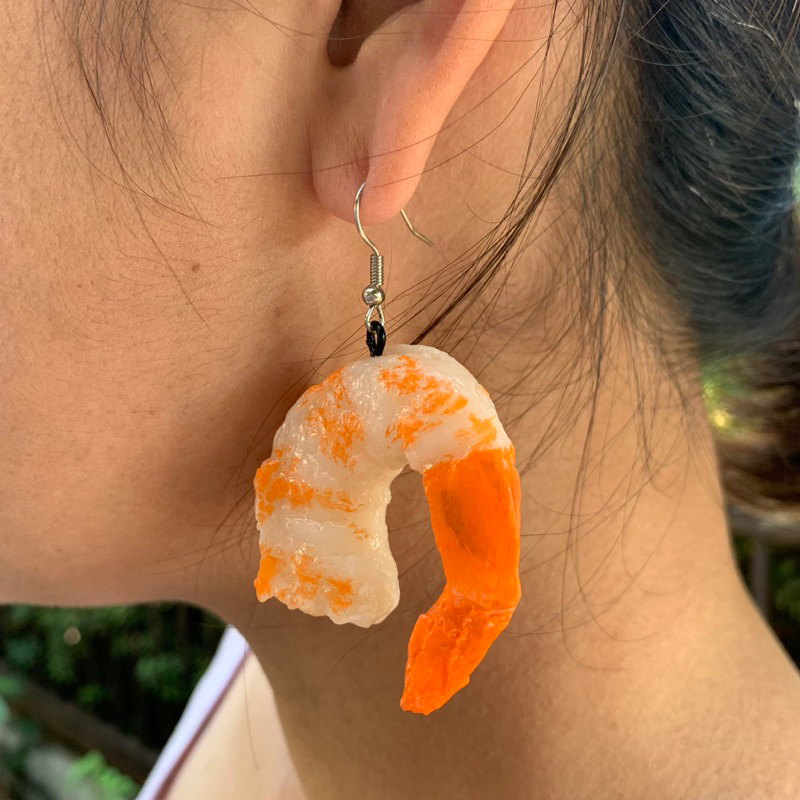 ต่างหูกุ้งต้มงานแฮนด์เมด(เป็นคู่)