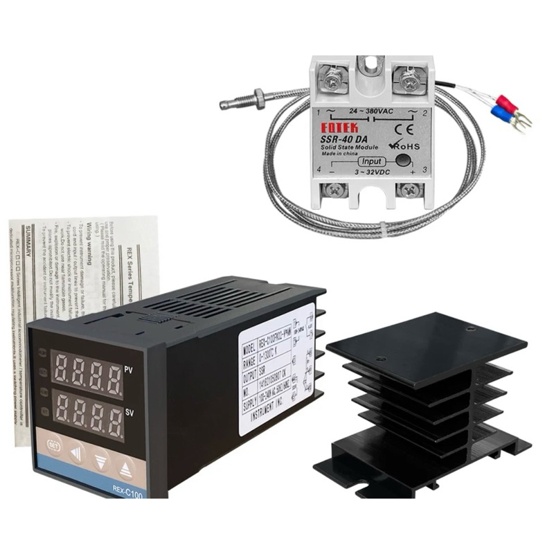 ชุดควบคุมอุณหภูมิ HeaterแบบPID 1ชุดมี Controller +SSR +TC type K+Heatsinkใช้ในงานตู้คอนโทรล