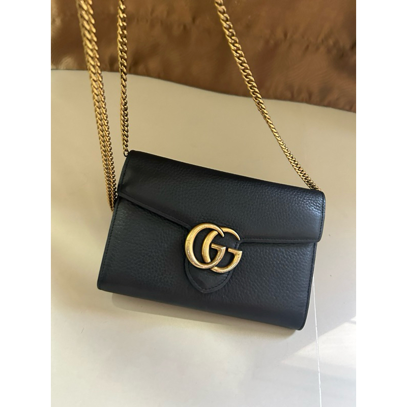 Gucci marmont woc เลข 401232/2288 wallet on chain Size 7” leather bag