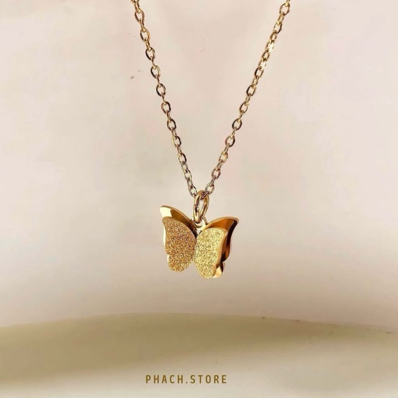 18K gold plated butterfly necklace (stainless steel)
