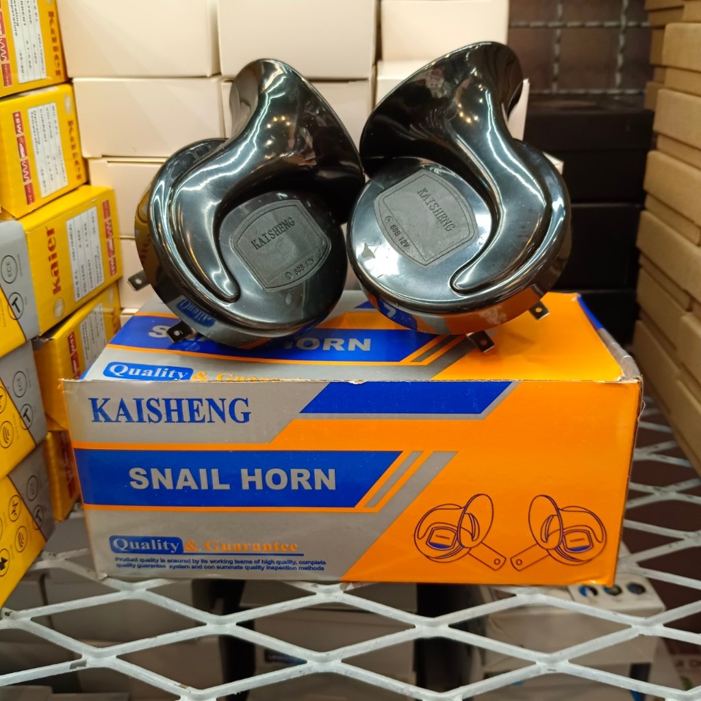 แตรหอยโข่ง KAISHENG 110 DB สีดำ 12V กล่องส้ม สินค้าแท้จางโรงงาน 100% ส่งฟรี สำหรับรถยนต์