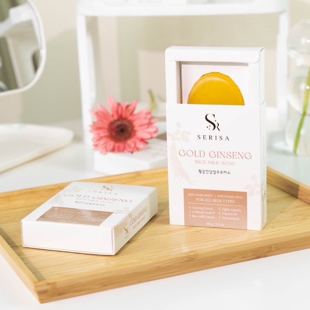 สบู่โสมทองนมข้าว สบู่เซริซ่า  SERISA GOLD GINSENG RICE MILK SOAP สบู่ล้างหน้า