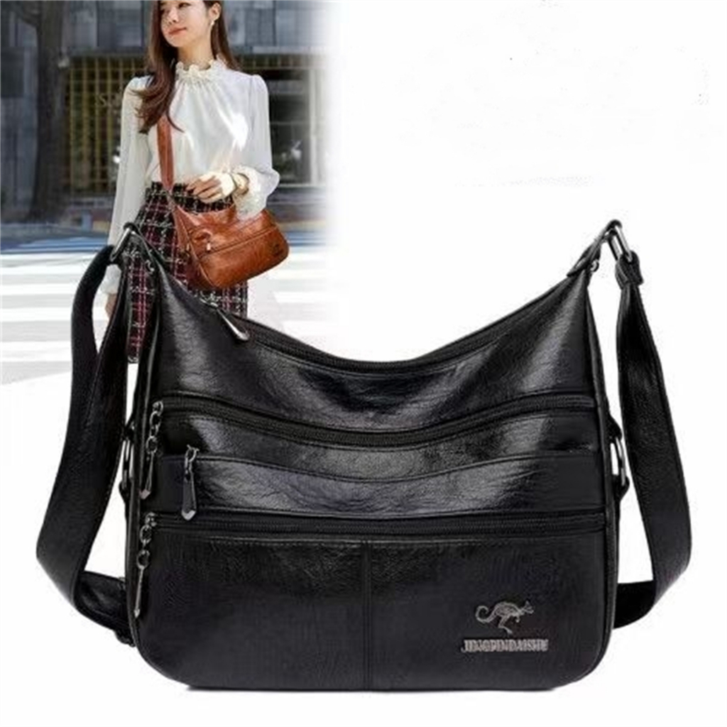 🔥ใส่โค้ด INCLZ12 ลด 50%🔥 กระเป๋าสะพายแฟชั่น กระเป๋าวินเทจ กระเป๋าหลายช่อง ความจุใหญ่ ผิวนุ่ม สไตล์ตะวันตก - รูปที่ 3