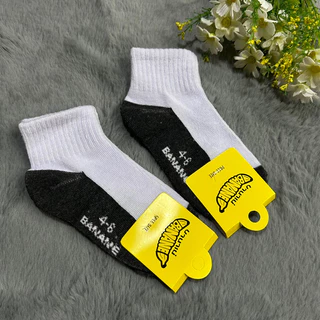 Banane ถุงเท้าเด็กนักเรียนสีขาวเทา(แพ็ค6คู่) (1 แพ็คมี12คู่) ✅ Size 4-6/5-7/7-9/9-12 🎀 เนื้อผ้าดี นิ่ม ยืดใส่สบายจ้า