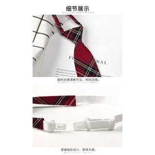 MORA | (แบบสั้น) พร้อมส่ง 🍒 เนคไทสำเร็จรูปลายสก็อต/เนคไทลายทาง necktie (แบบสำเร็จรูป/สวมคอ)