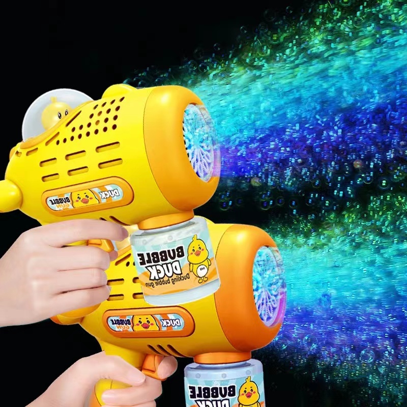 [พร้อมส่ง]อย่างดีทนทาน ลายเป็ดน้อย DUCK Bubble Gun เป่าฟองอัตโนมัติ 15 หลุม ปืนฉีดน้ำเด็ก ทำฟองสบู่ ยิงบับเบิ้ล ฟองสบู่ม