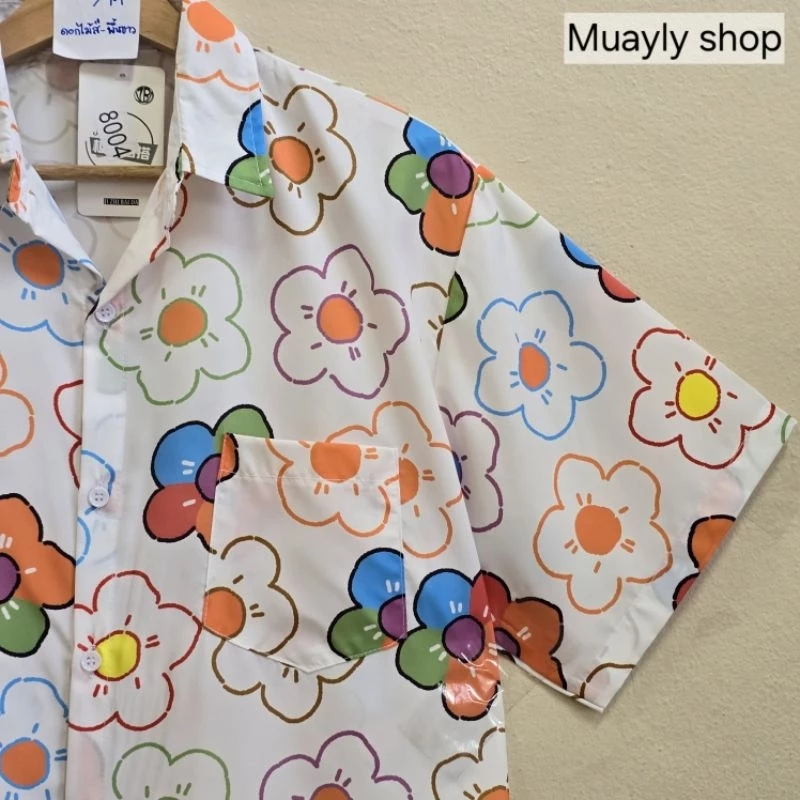 S100 เสื้อฮาวายลายสงกรานต์ แขนสั้น ชาย-หญิง สไตล์เกาหลี thumbnail 9