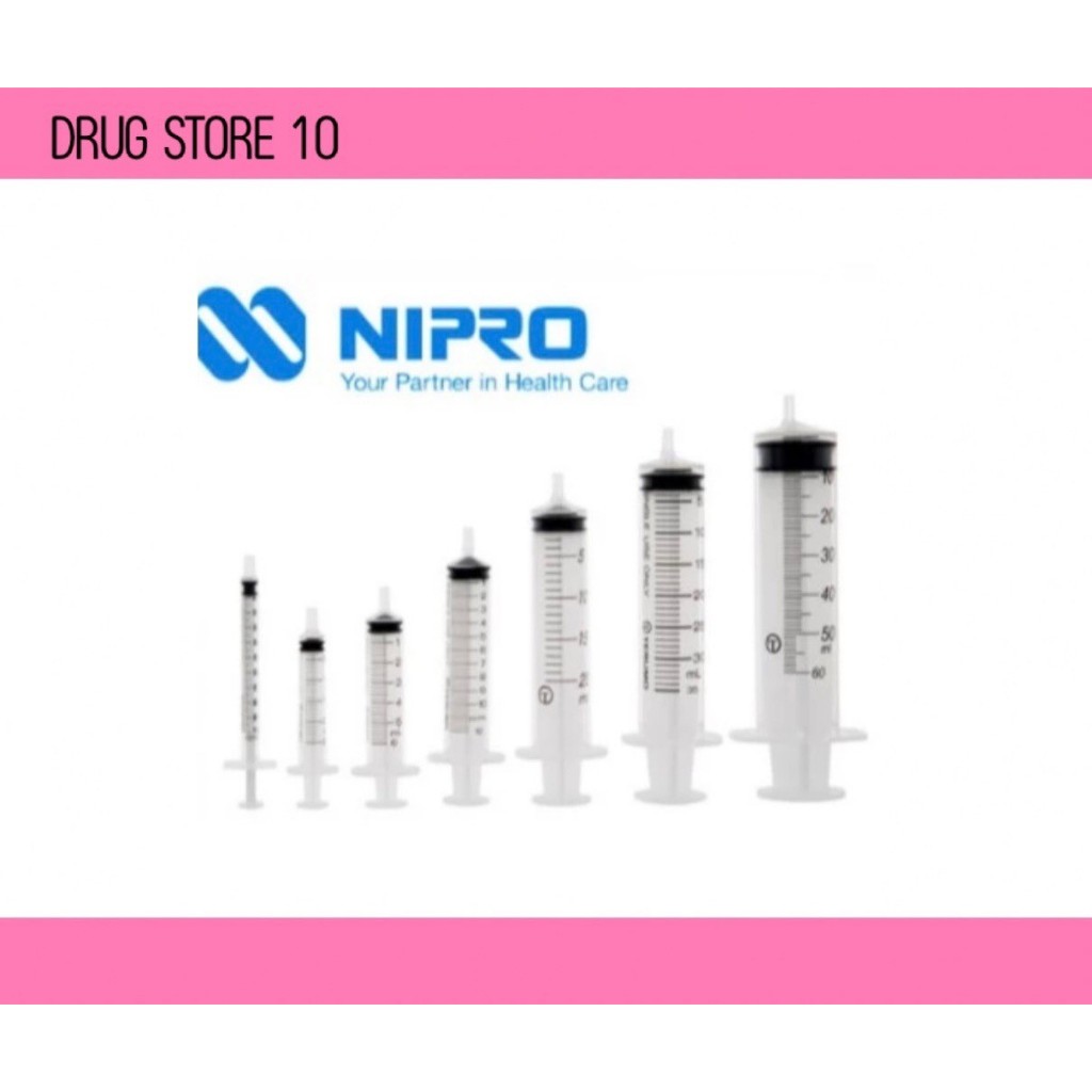 Nipro Syringe Without Needle กระบอกฉีดยา ไม่มีเข็ม จำนวน 1 ชิ้น ขนาด 1 ml / 3 ml / 10 ml / 20 ml / 5