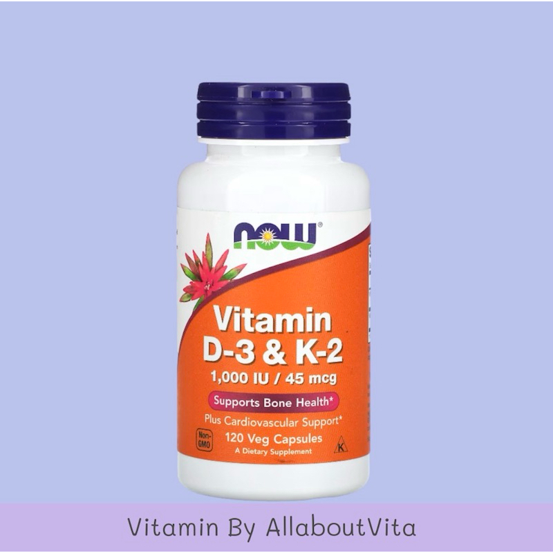 Now Foods Vitamin D-3 1,000 IU / Vitamin K-2 45 mcg 120 Veg Capsules