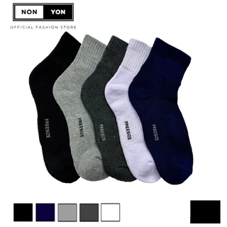 NONYON SOCK ถุงเท้าข้อกลางพื้นหนาx2 รุ่น TX กระชับเท้า ระบายอากาศ เซต3คู่
