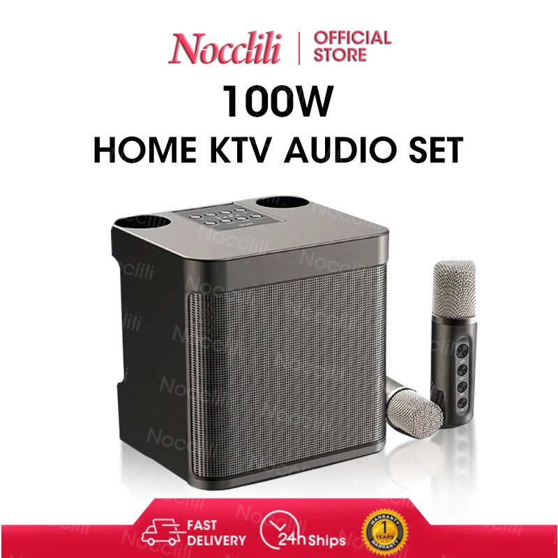 ไมโครโฟนคู่ ลำโพงบลูทูธ แบบพกพา Blutooth Speaker คาราโอเกะ ลําโพง ไมค์ 2 ตัว รองรับ USB/TF/AUX Karaoke speaker