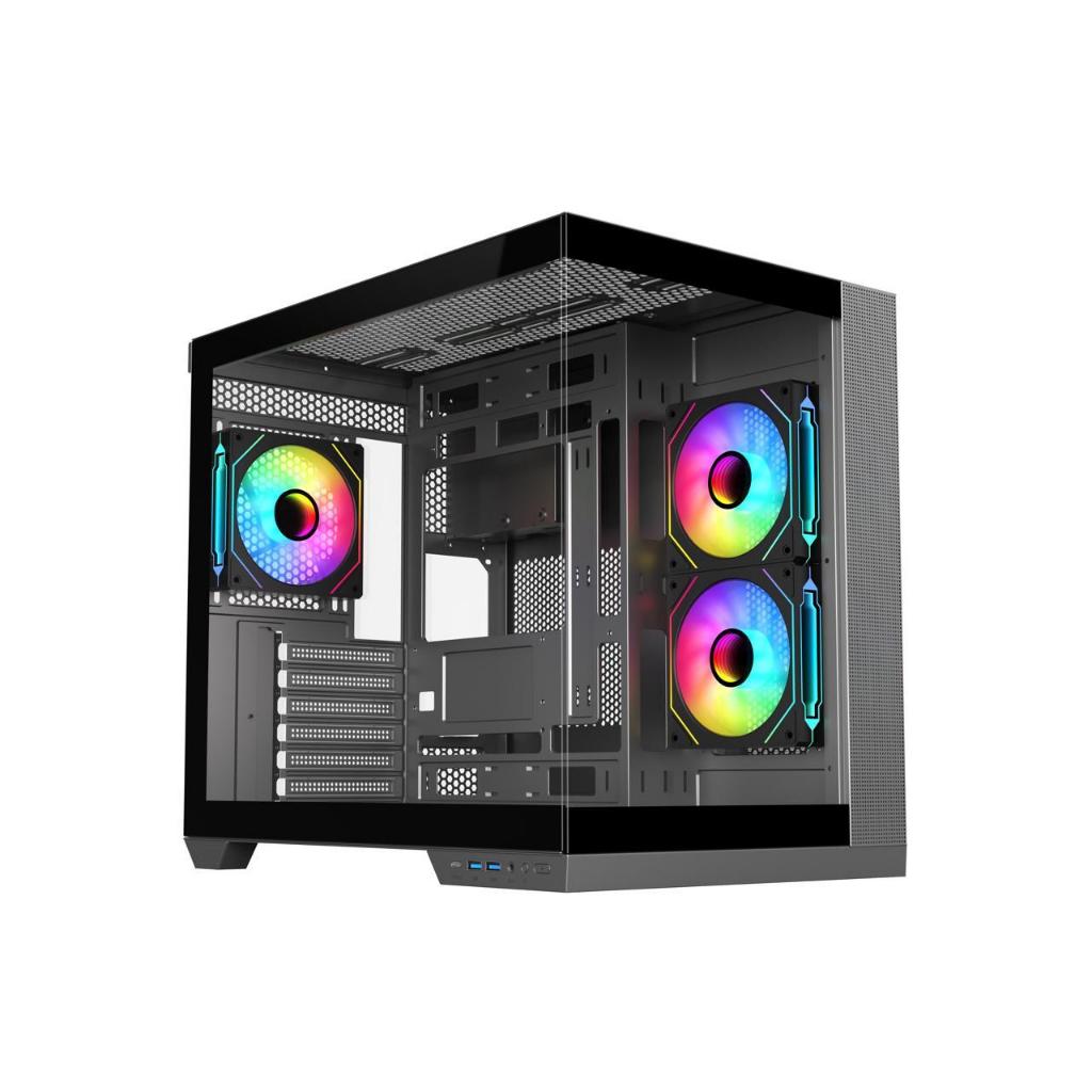 SAMA NEVIEW A721 Black/White (มีพัดลม 3 ตัว ARGB) Tempered Glass ATX Airflow Mid Tower Gaming Comput