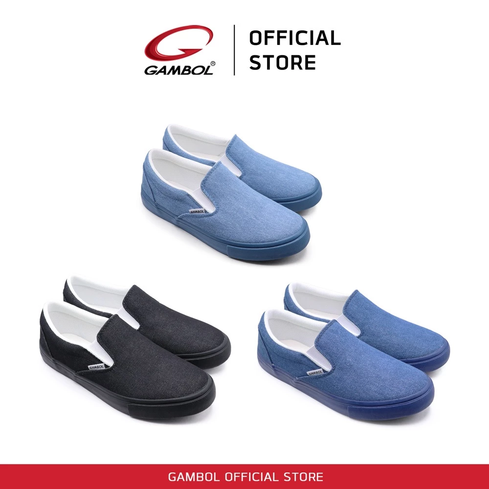 GAMBOL แกมโบล รองเท้าผ้าใบยีนส์สลิปออนชายหญิง รุ่น GB82134 Size 40-44