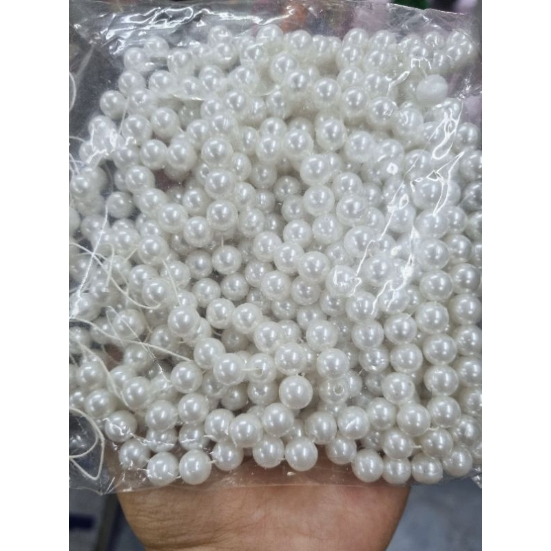 ลูกปัดมุก 8 mm สีขาว 100 เม็ด 20 บาท พร้อมส่งจ้า