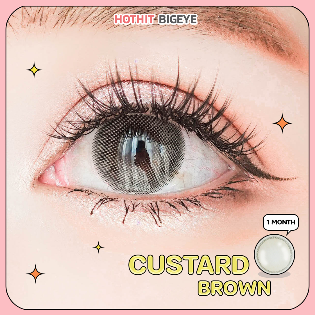 คอนแทคเลนส์ Custard น้ำตาล พร้อมส่งแบบปกติ และค่าสายตาสั้น 0.00- 7.00 (สายตาที่มีในลิส