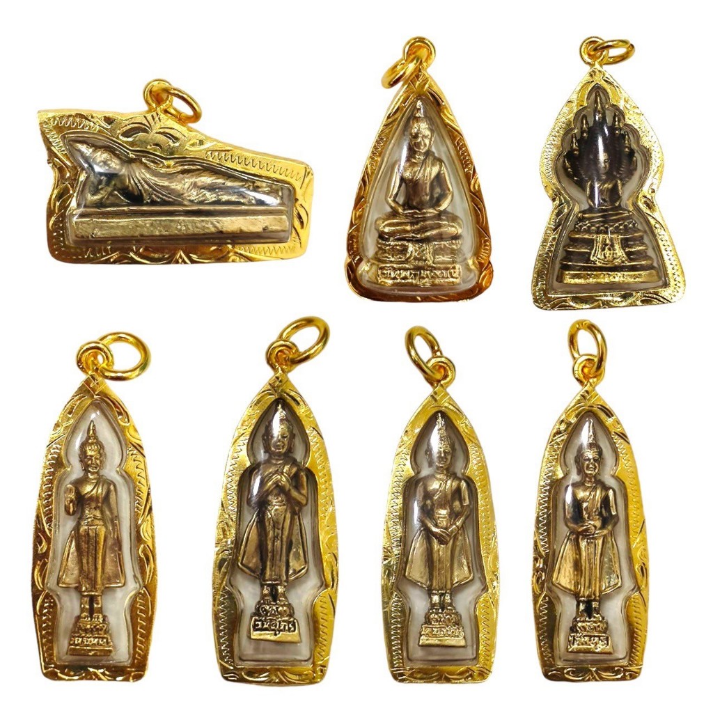 จี้พระประจำวันเกิด มีครบ 7 วัน เนื้อทองเหลือง เลี่ยมกรอบทองไมครอนอย่างดี ขนาดประมาณ 2-3 เซนติเมตร