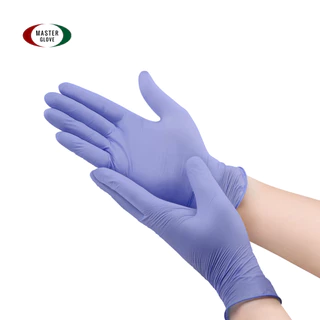 Master Glove ถุงมือไนไตร สีม่วง อ่อน ทนเคมี ไม่มีแป้ง (Food Safe) 100 ชิ้น/50 คู่