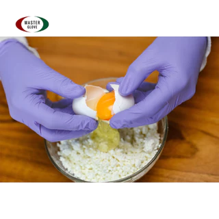Master Glove ถุงมือไนไตร สีม่วง อ่อน ทนเคมี ไม่มีแป้ง (Food Safe) 100 ชิ้น/50 คู่
