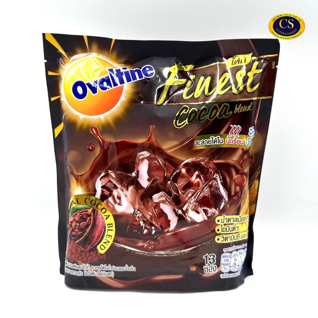 Ovaltine Finest Cocoa Blend โอวัลตินชงดิ่ม ละลายได้ในน้ำร้อนและน้ำเย็น แพ็ค 13ซอง*29 กรัม