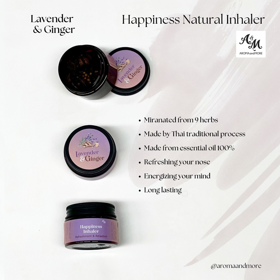 Aroma&More 01-ยาดมสมุนไพรดอกลาเวนเดอร์ & จินเจอร์ / Thai Traditional Herbal Inhaler: Lavender & Ginger 5g