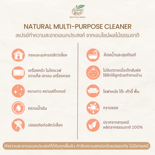 GreenWash Multipurpose Cleaner สเปรย์ทำความสะอาดเอนกประสงค์จากเอนไซม์ผลไม้ ขจัดคราบสกปรก ล้างกรงสัตว์เลี้ยง ล้างห้องน้ำ