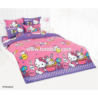 TOTO ผ้าปูที่นอนครบเซ็ต 3.5, 6 ฟุต (ไม่รวมผ้านวม) ❤️ลาย Hello Kitty ฮัลโหล คิตตี้ ลิขสิทธิ์แท้ TOTO 100%