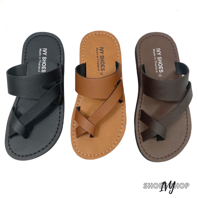 พร้อมส่ง⚡️ไซส์ 36-44 รองเท้าแตะ รองเท้าหนัง สไตล์วินเทจ แบบไขว้โป้ง (รุ่นสายหนา) งานตรงปก 100%💓💓