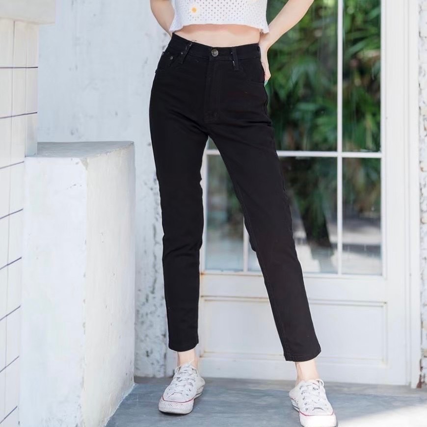 TwiceJeans กางเกงทรงบอย ผ้ายืด งานสวย ผ้านิ่มดี สีดำ