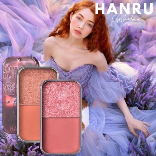 Hanru- NO.H204พาเลตต์อายแชโดว์ 2 สี เนื้อแมตต์ ไข่มุก เม็ดสี เครื่องสำอาง แต่งหน้า techo พาเลตต์สีที่ออกแบบมาสวยงามมาก